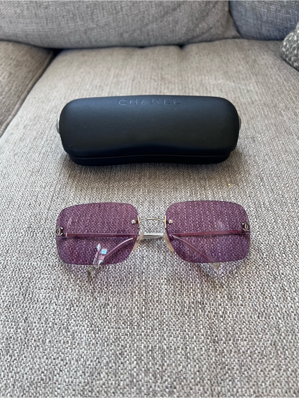 Chanel 4017 Vintage Rimless Purple Sunglasses with Silver Frame - Picture 2 of 12